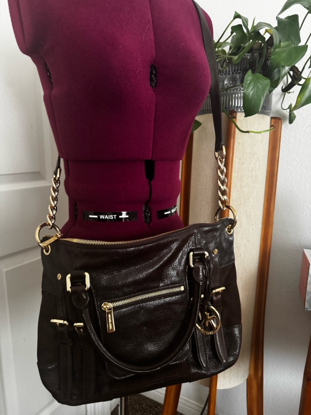 Michael Kors Fulton Large Leather Mixed Media Hobo Shoulder Bag